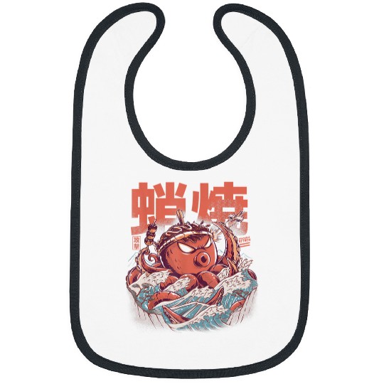 Octopus Pet Takoyaki Attack Octopus Kaiju Food Squid Wave Japanese Snack Bibs