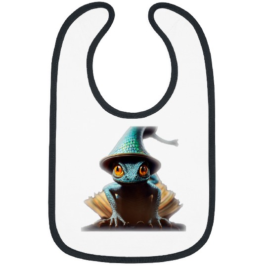 Book Fun Anthromorphic Tiny Wizard Lizard Wizard Hat Magic Bibs