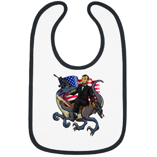Dinosaur Pet Lincoln Rides A Dinosaur Merica Style America USA Bibs