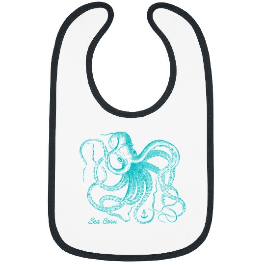 Octopus Pet Vintage Octopus Marine Biologist Design Green Sea Life Bibs