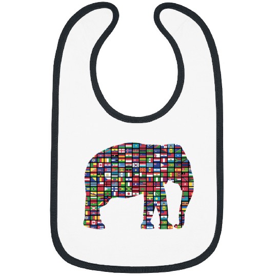 Elephant Mammal Flags of the Countries of the World International Bibs
