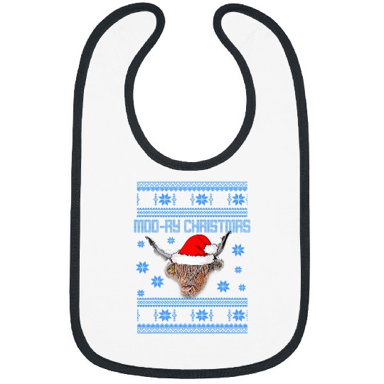 Cow Pet Merry Christmas Scottish Highland Cow Snow Moory xmass 436 Bibs