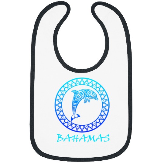 Dolphin Pet Gift Bahamas Vintage Retro Throwback Dolphin Vacation 1 Bibs