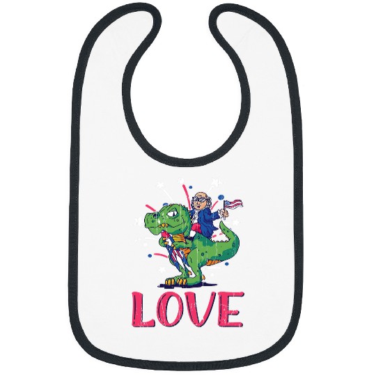 Dinosaur Pet Love America American Washington Dinosaur USA 4th Of July Bibs