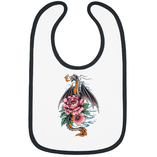 Dragon Pet Fires Dragon With Peony Flower Graphic Dragons Lover Bibs