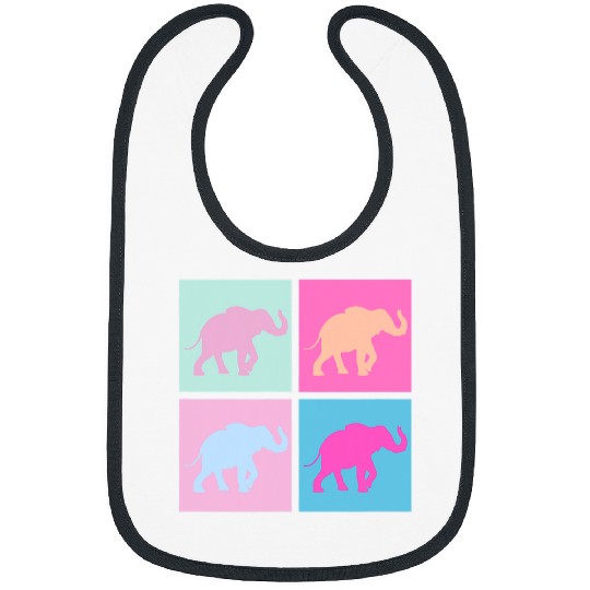 Elephant Mammal Multi Color Elephants Elephant Lover Graphic Bibs
