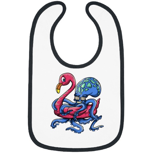 Octopus Pet Wearing A Flamingo Hoop Pool Party Bibs