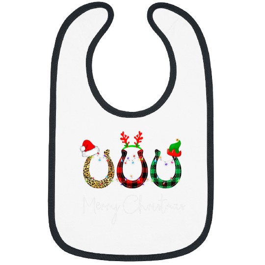 Horse Pet christmas horseshoe leopard plaid santa hat horse xmas Bibs