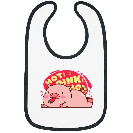 Pig Pet Hot Oink Hot Pig Eating Pepper Cute Food Bibs