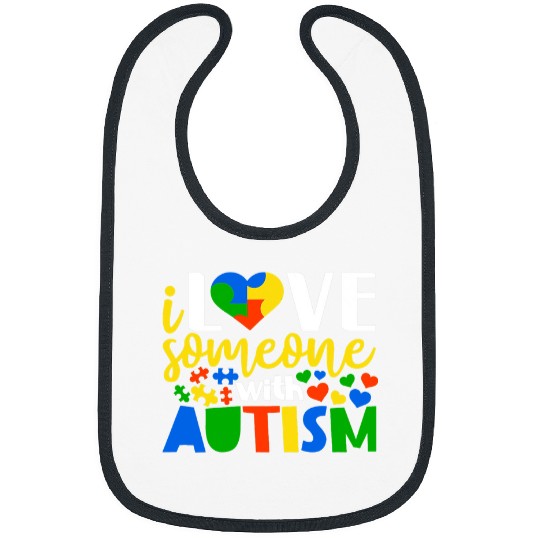 Autism Puzzle I love someone with autism Autism Awareness Mom Kids Bibs