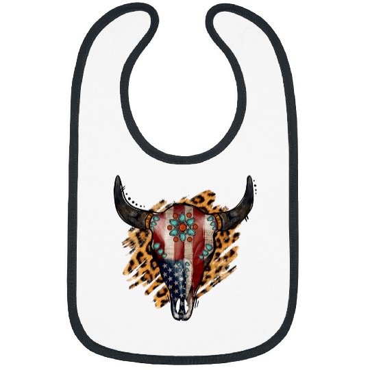 Cow Pet american flag turquoise cow skull bull skull boho rodeo girl Bibs