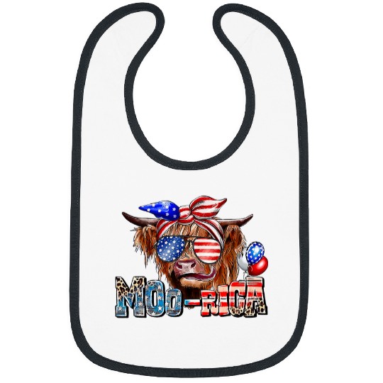 Cow Pet american highland cow 4th of july usa flag sunglasses Bibs