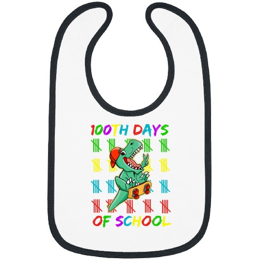 Dinosaur Pet Teacher Happy 100th Days Of School Skateboarding T rexs Hip Hop Bibs