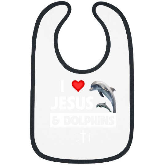 Dolphin Pet Gift Christian I Love Jesus and Dolphins Christian Aquatic Sea Life Bibs
