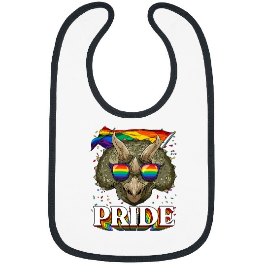 Dinosaur Pet LGBT Pride Triceratops Dinosaur LGBTQ Rainbow Flag Pride Month Bibs