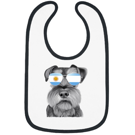 Miniature Schnauzer Dog Argentina Flag Sunglasses Bibs
