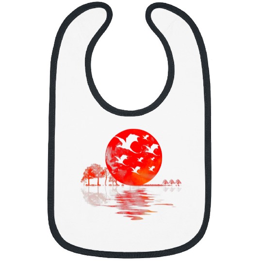 Dragon Pet Flying Under Blood Moon Halloween Night October Bibs