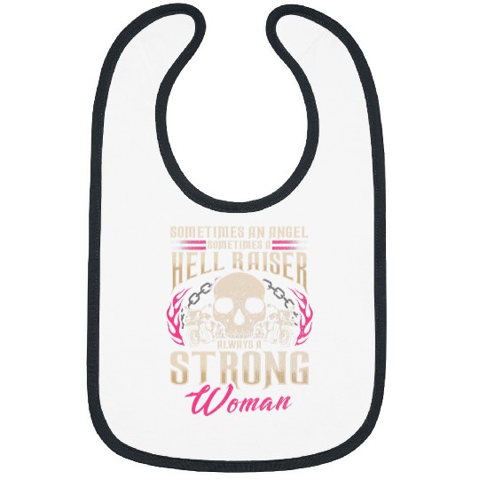 Motorcycle Gift Women Biker Angel Hellraiser Always Strong Bibs