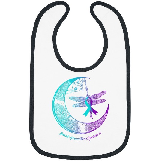 suicides Prevention 988 Ribbon Henna Moon Dragonfly Bibs
