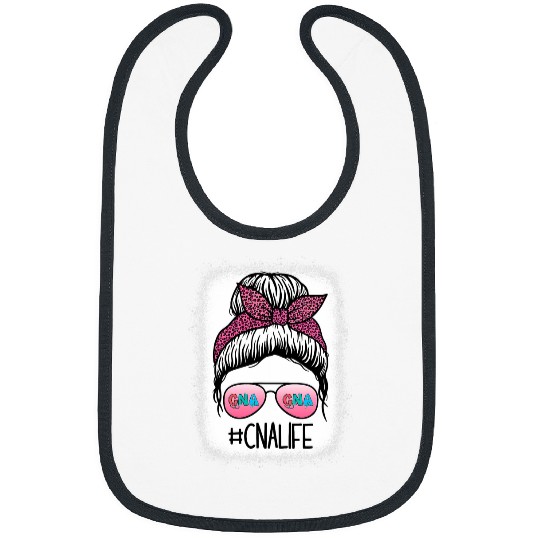 CNA nurses Life Bleached s Leopard Messy Bun Women Bibs