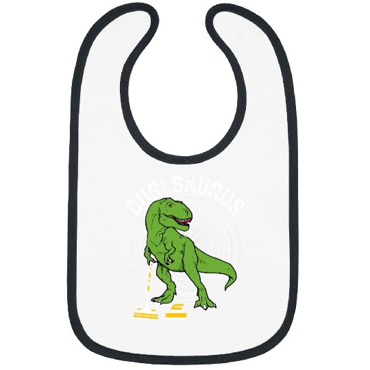 Dinosaur Pet Curlsaurus T rexs Dinosaur Funny Curling Winter Sports Lover Bibs