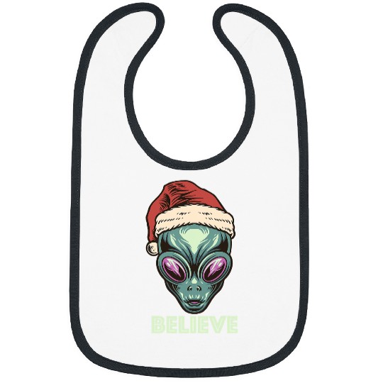 Aliens UFO Believe Alien Christmas Santa Claus Holiday Outer Space Bibs