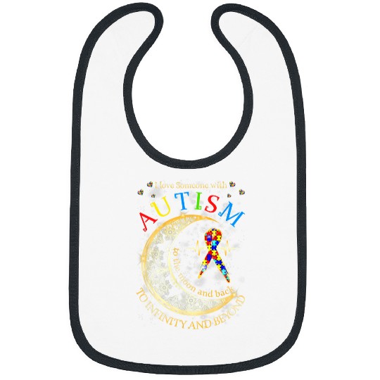 Autism Puzzle I Love Someone with Autism to the Moon and Back Bibs