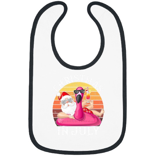 Flamingo Pet vintages Christmas In July Summer Santa Claus Flamingo Float Bibs