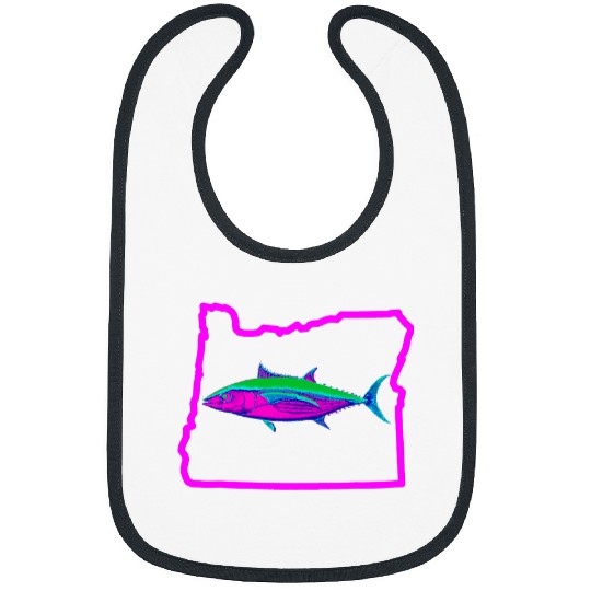 Fishing Fun Oregon State Albacore Tuna Rainbow Illustration Fishing Art Bibs