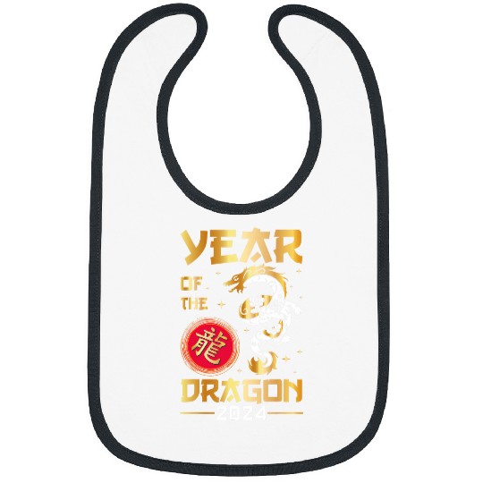 Dragon Pet Golden Dragon Illustration for 2024 Chinese Lunar New Year Bibs