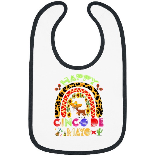 Goats Pet Happy Cinco De Mayo Funny Goats Wearing Sombrero Rainbow Bibs