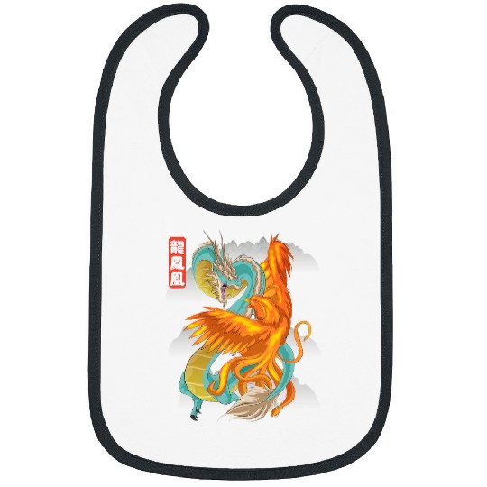 Dragon Pet VS Phoenix Chinese Mythology Loong Fenghuang Folklore Bibs
