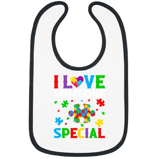 Autism Puzzle I Love Someone with Autism Awareness Men Women Kids 9 Bibs