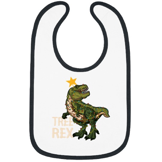 Dinosaur Pet TRex Pajamas Ugly Christmas Lights Tree rexs 5 Bibs