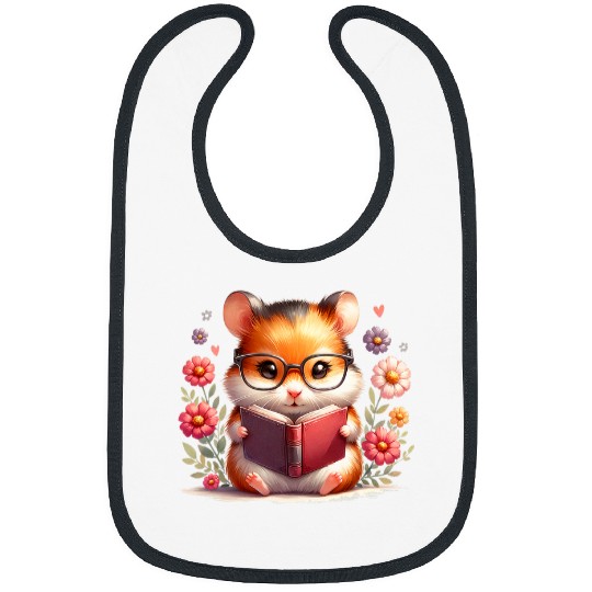 Book Fun Cute Hamster Reading Book Reader Bookworm Graphic Bibs