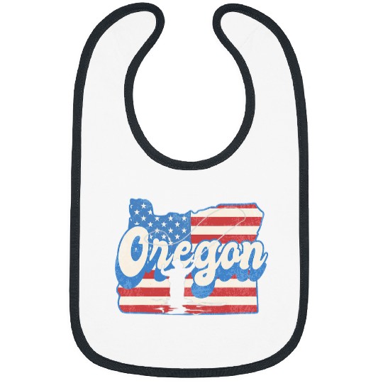 Fishing Fun Oregon Fly Fishing USA American Flag Funny Fisherman Bibs