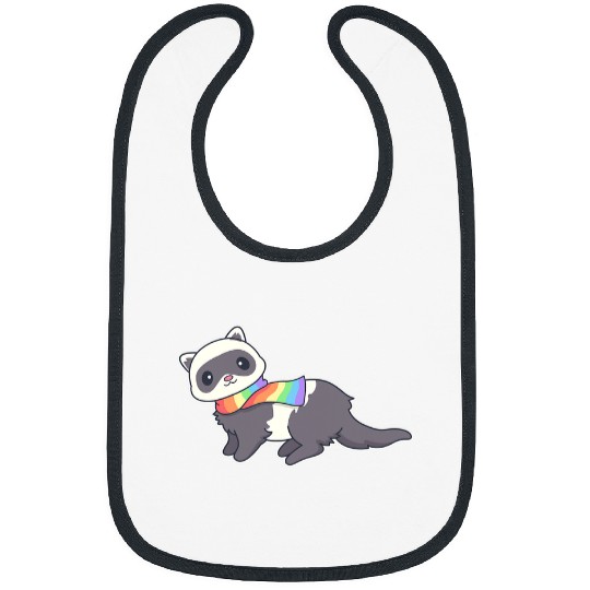 Ferret Pet LGBT Cute Kawaii LGBTQ Ferret Rainbow Pride Flag Bibs