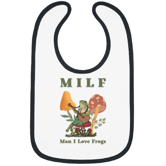 Frog Pet Cottagecore Funny MILF Man I Love Frogs vintages Retro Toad Bibs