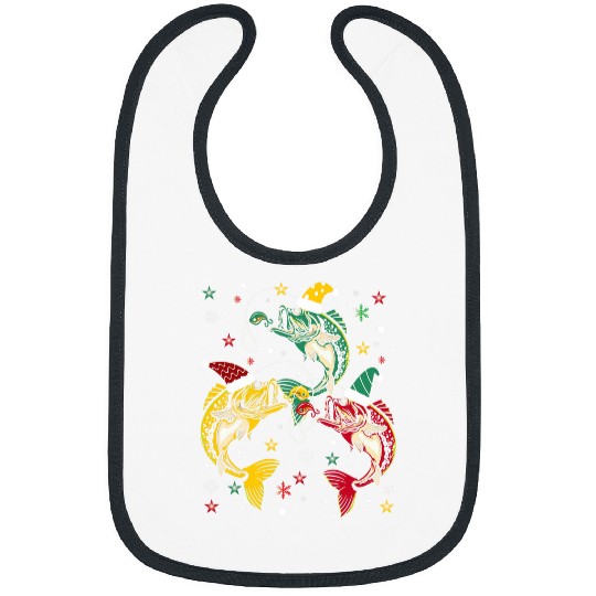 Fishing Fun Funny Bass Fishing Santa Hat Christmas Pajama Fishermen Fish 6 Bibs