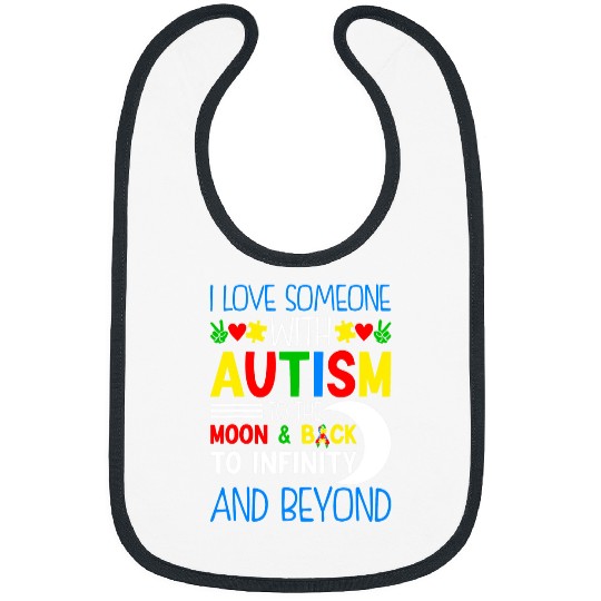 Autism Puzzle I Love Someone With Autism To Moon Back ASD Awareness Day Bibs