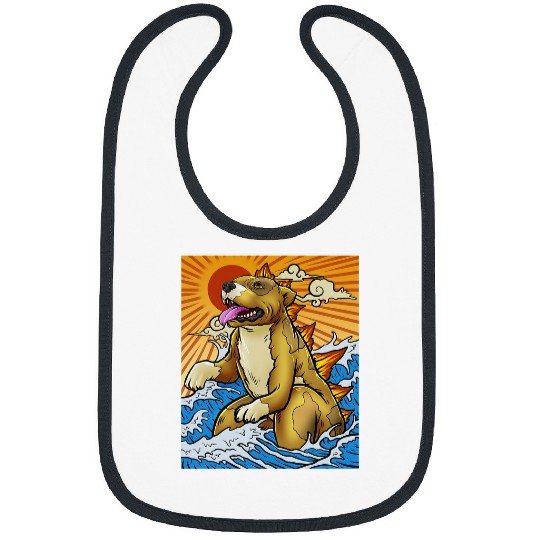 Pitbull Dog Kaiju Giant Pitbull Monster Funny Pitbull Bibs