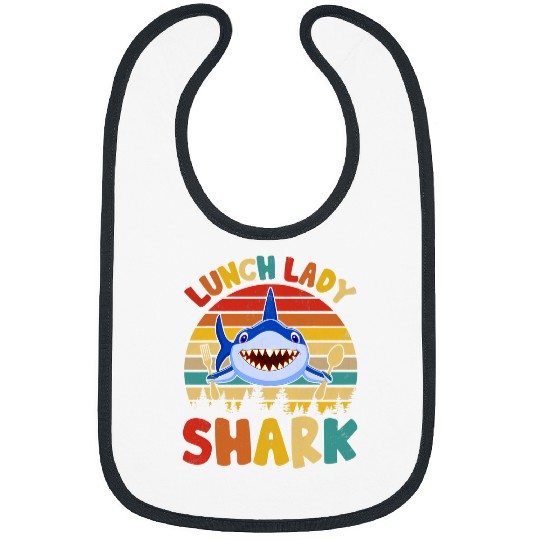 Shark Pet Vintage Retro Lunch Lady Shark Funny Lunch Lady Bibs