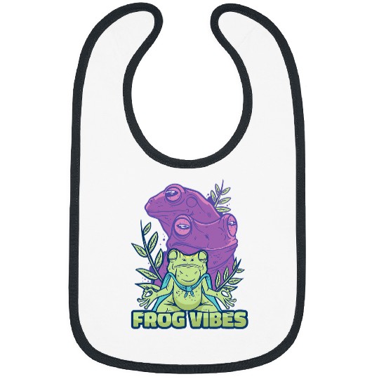 Frog Pet Cottagecore Frog Meditating Mushroom Celestial Boho Graphic Bibs