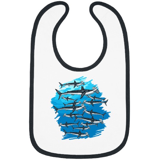 Shark Pet Marine Life Underwater Swarm Hammerhead Bibs