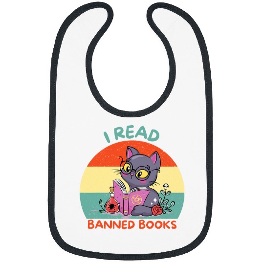 Book Fun Creepy Cat I Read Banned Books Funny Bookworms Reading Bibs