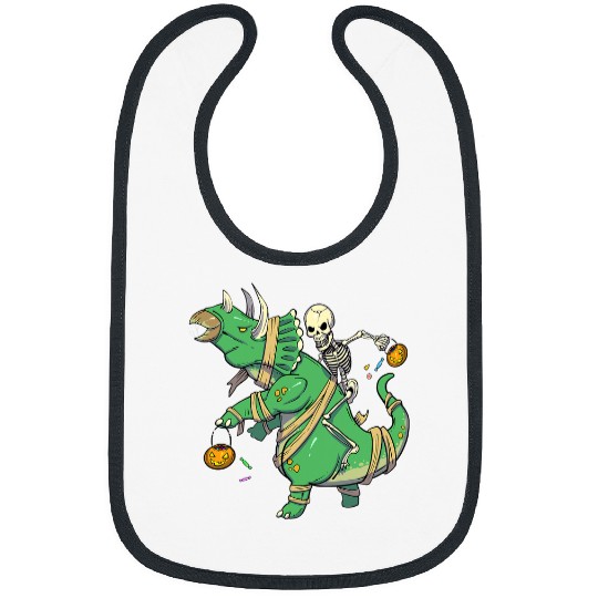 Dinosaur Pet Skull Riding Mummy Dinosaur Triceratops Halloween Pumpkin Bibs
