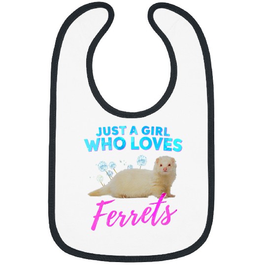 Ferret Pet Just A Girl Who Loves Ferrets Watercolor White Ferret 8 Bibs