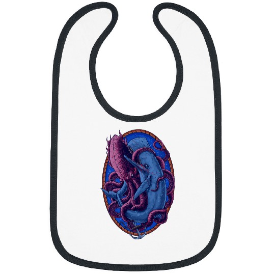 Octopus Pet Whales Dark Nautical Sailors Whale fighting Bibs