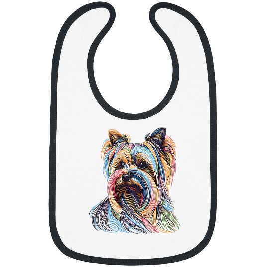 Yorkshire Terrier Color Line Drawing Yorkie Dog Lover Simple Bibs