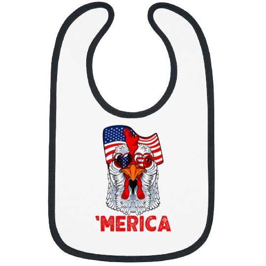 Chicken Pet Merica Funny Chicken sunglasses USA Flag th of July Bibs